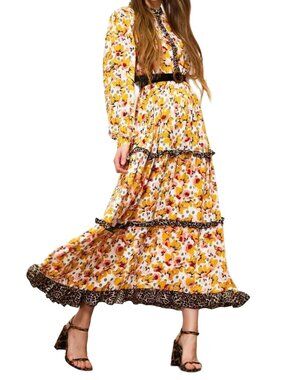 Sister Jane Wild Flora Leopard Ruffle Midi Dress